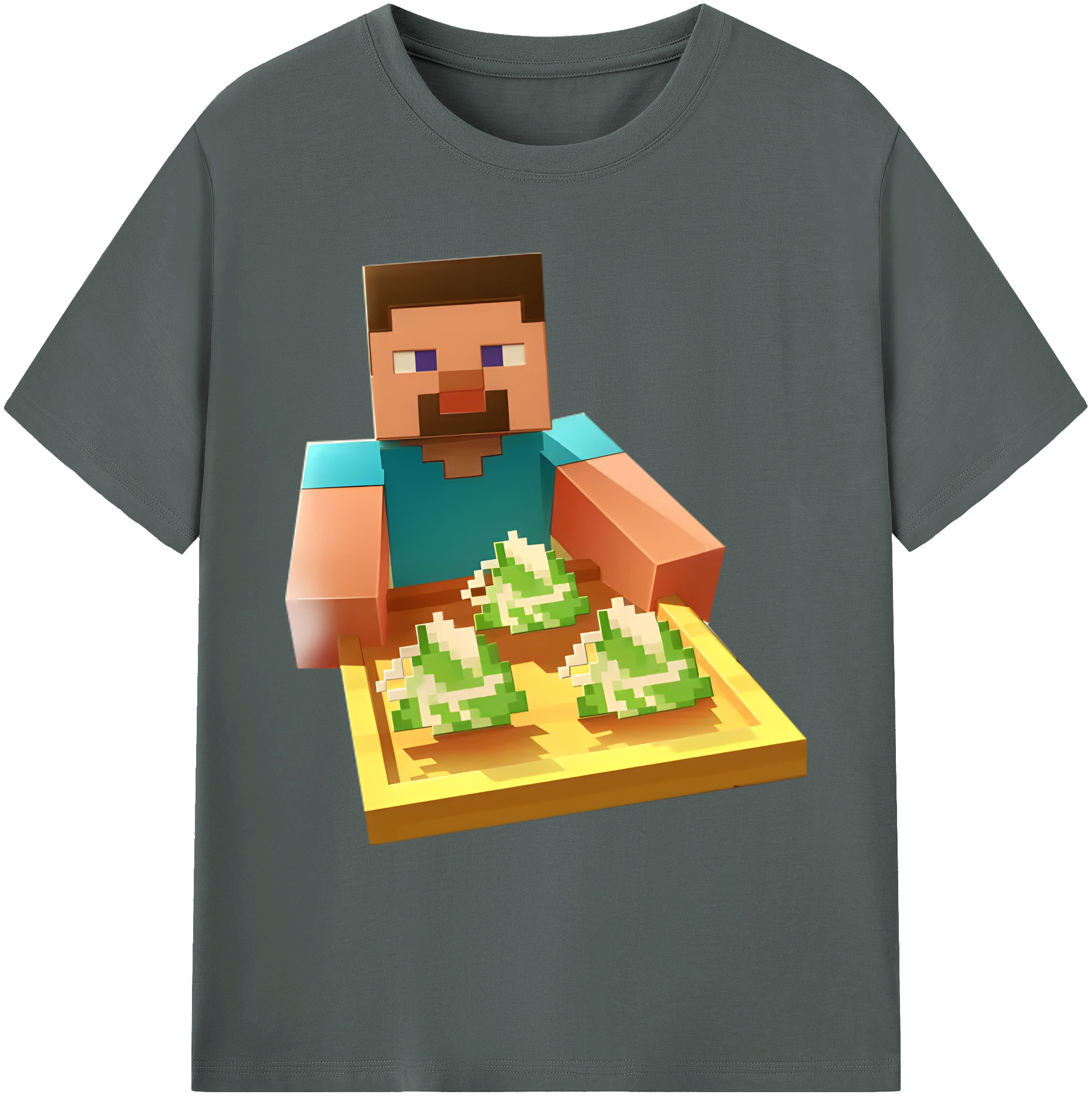 （画像用） マインクラフト ブロックの世界 Minecraft MC Block world 綿100％ メンズ半袖Tシャツ｜肌触りやわらか＆通気性